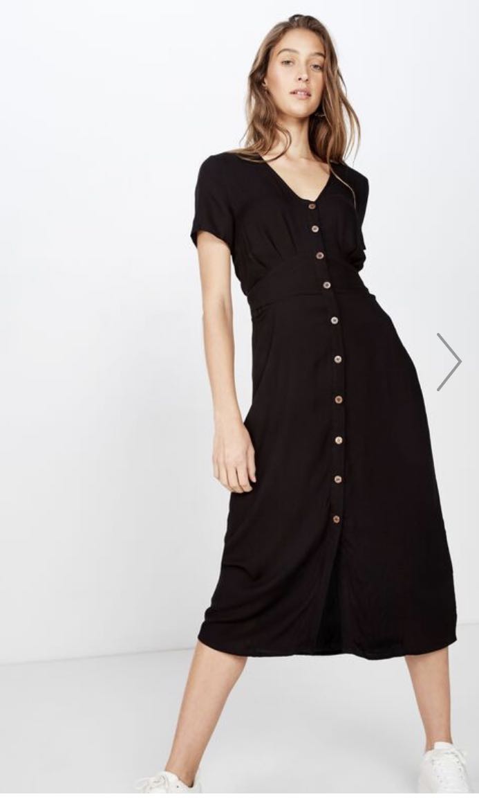 Cotton On Black Button Down Midi Dress ...