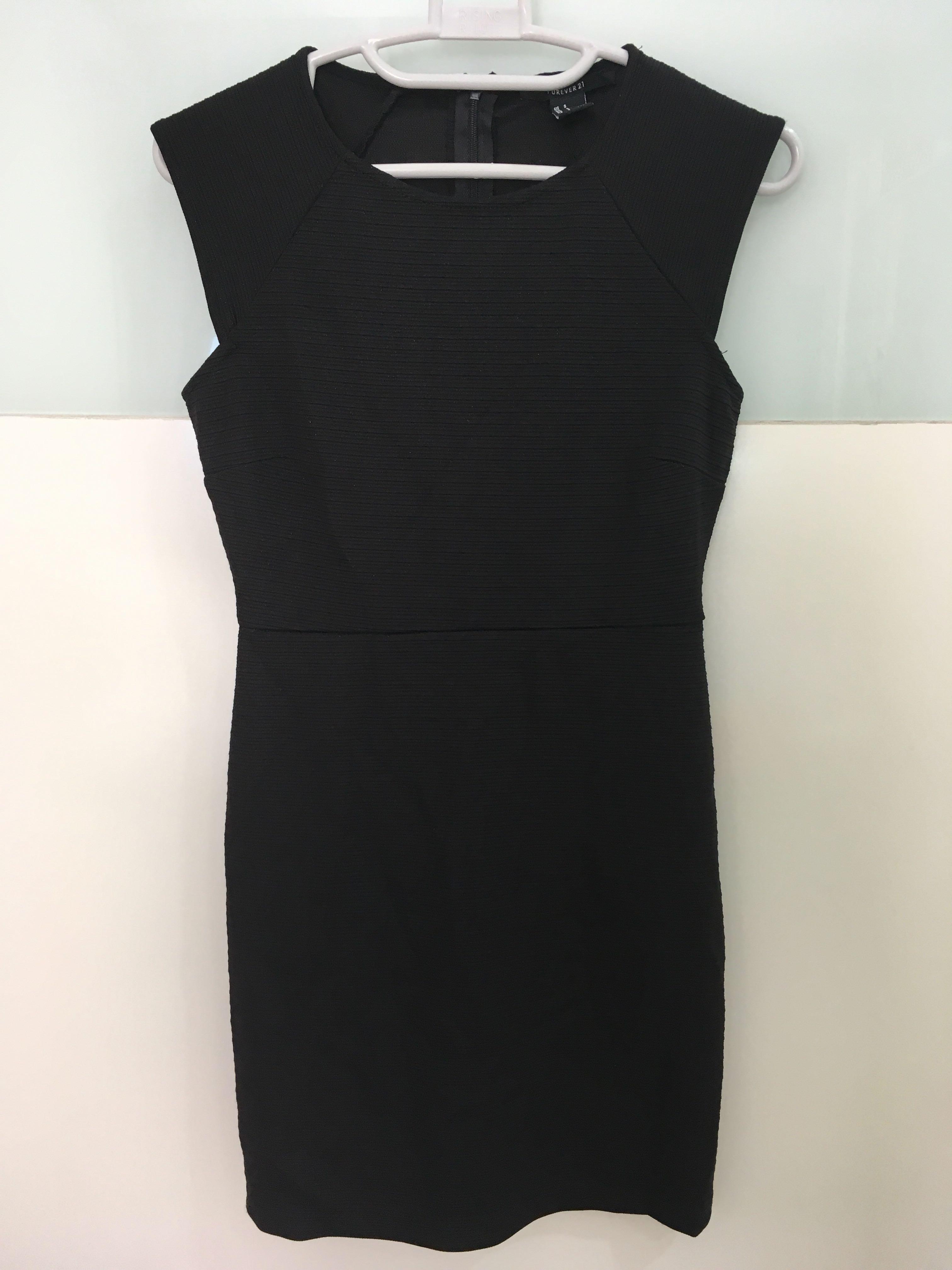 black fitted work dress