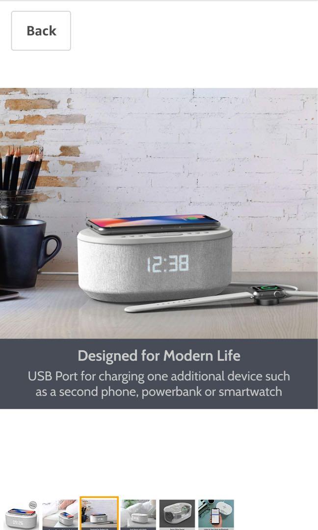 Ibox dawn Bedside Radio Alarm Clock with USB Charger, Bluetooth