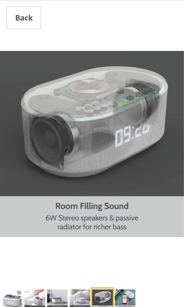 Ibox dawn Bedside Radio Alarm Clock with USB Charger, Bluetooth