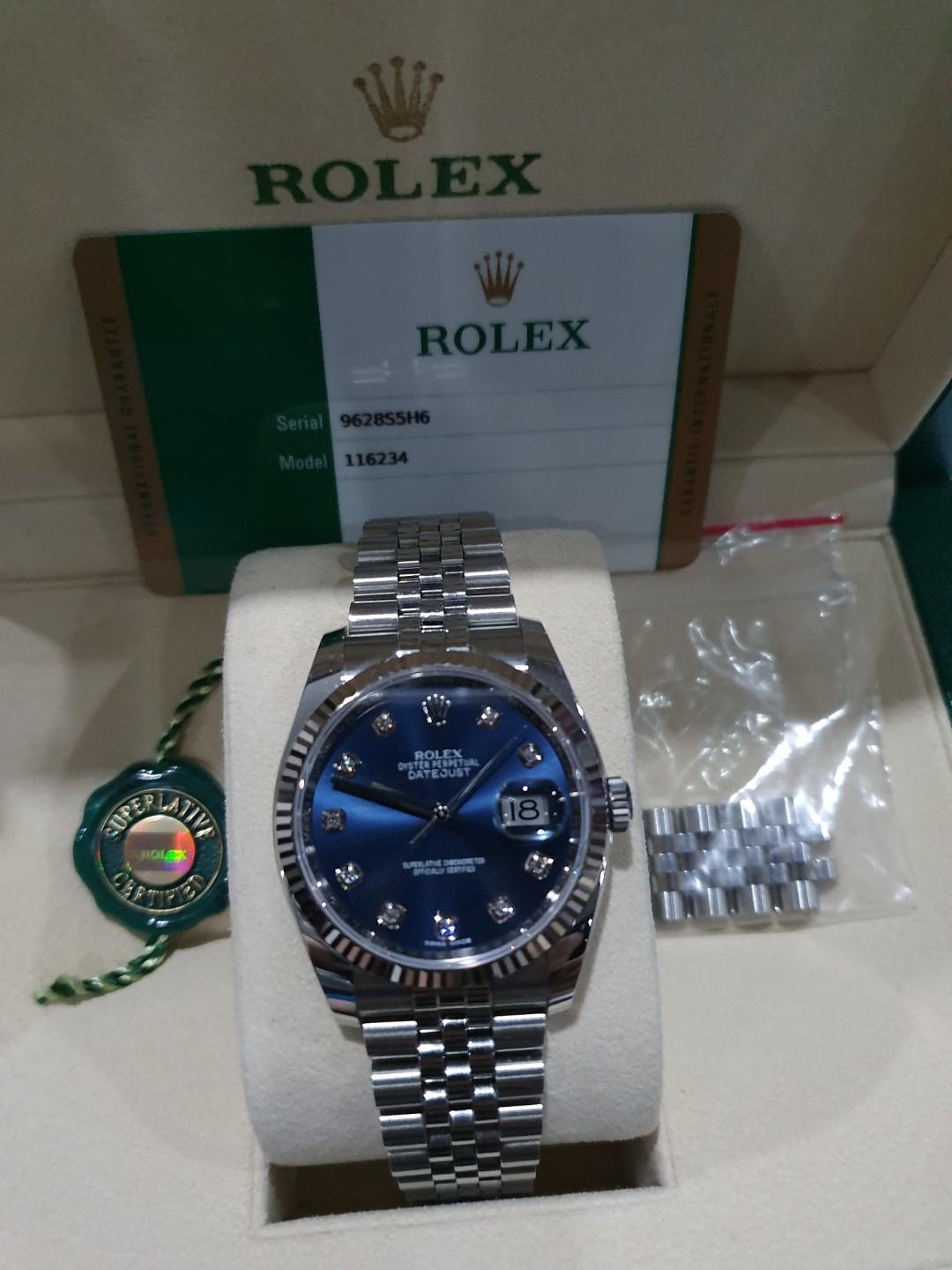 rolex datejust 36mm blue diamond dial