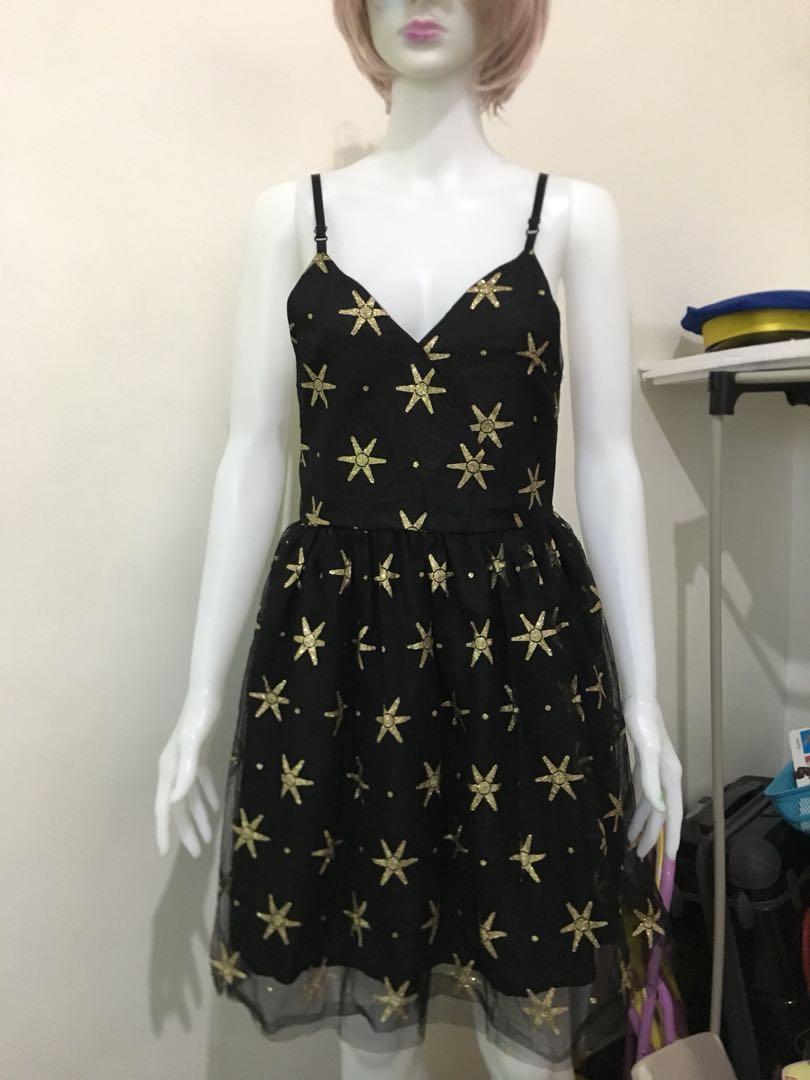 Stardust Shimmering Black Glitters Dress Party Dress Ootd Korean