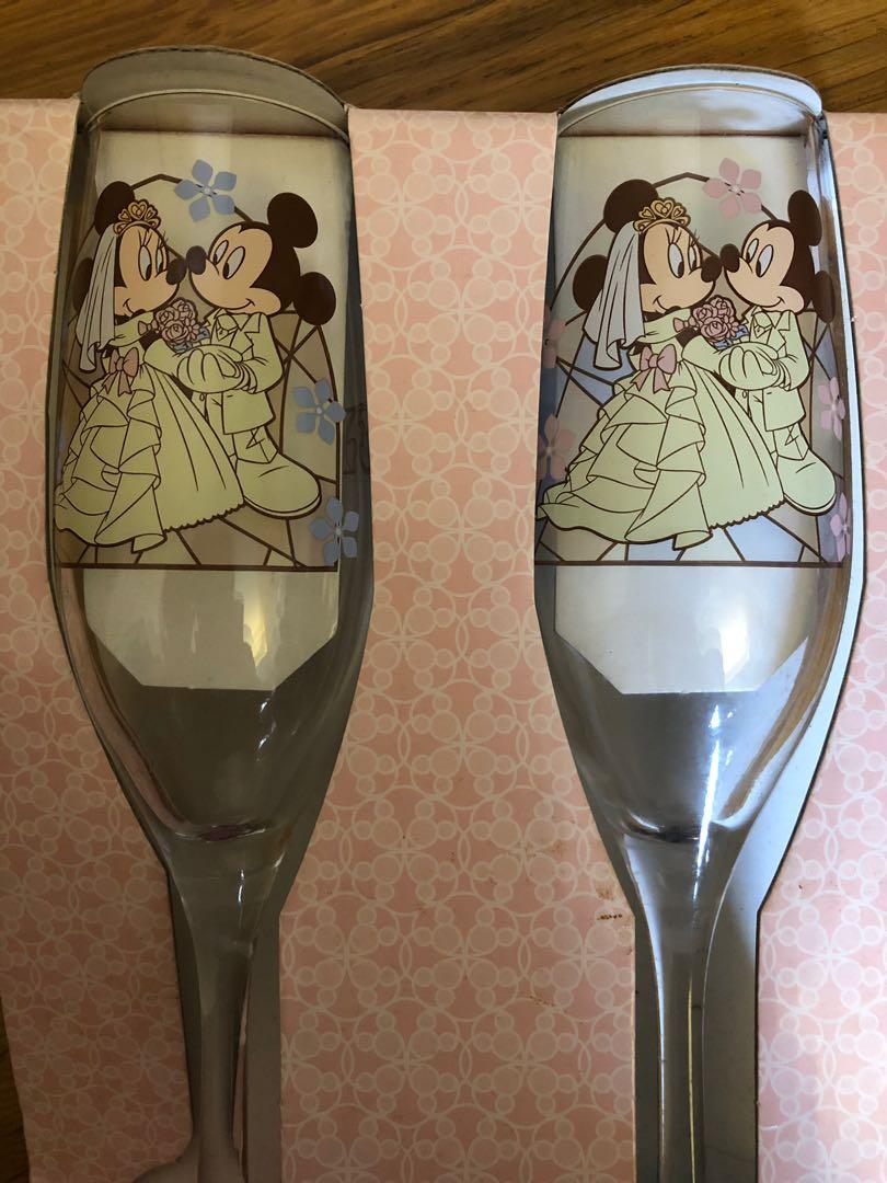 Mickey Minnie Wedding Champagne Glasses A Pair Tokyo Disney