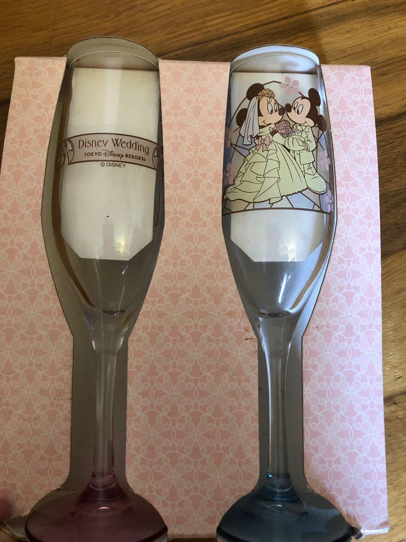 Mickey Minnie Wedding Champagne Glasses A Pair Tokyo Disney
