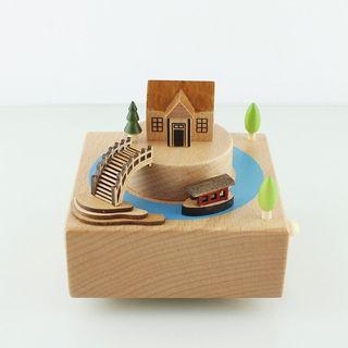 Exquisite House in River Wooden Music Box