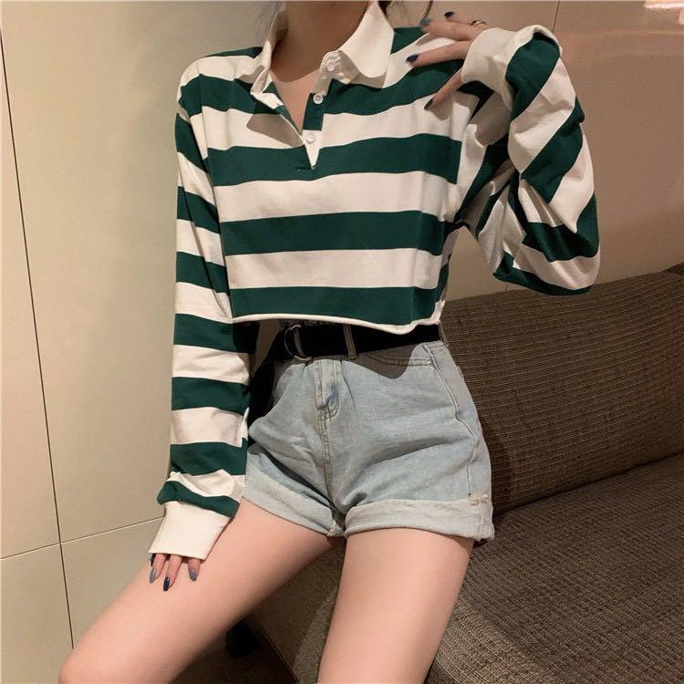 black and green striped long sleeve