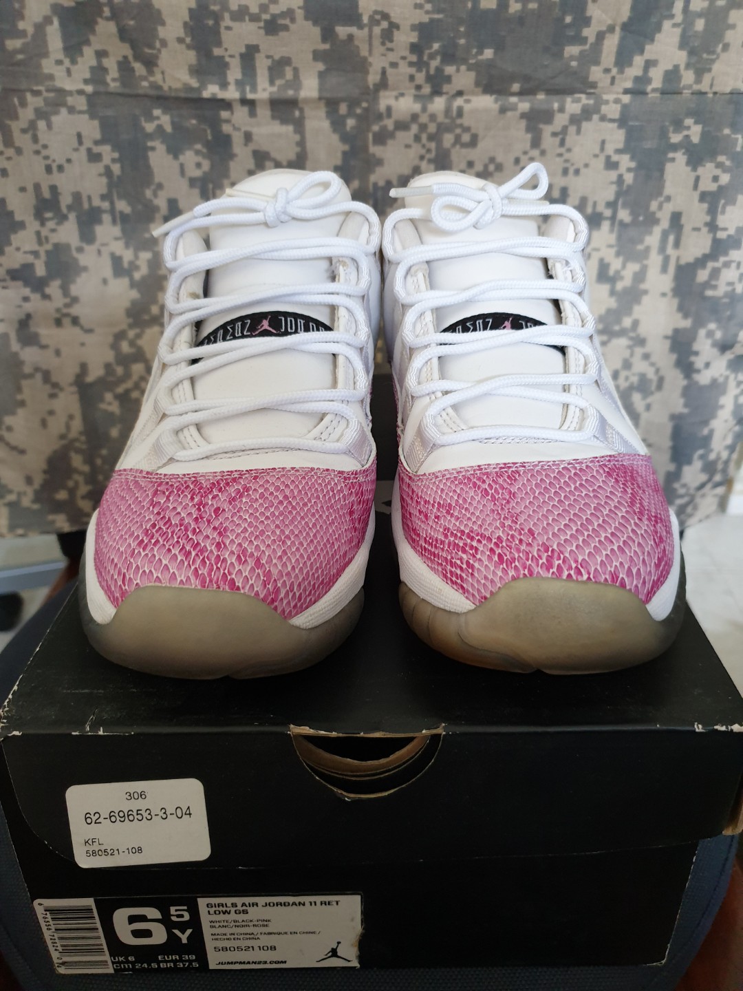 pink snakeskin 11s size 5