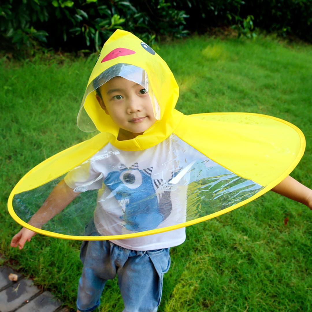 BNIP Kids Duck Raincoat Children Umbrella Cartoon Cloak Hooded Raincoat