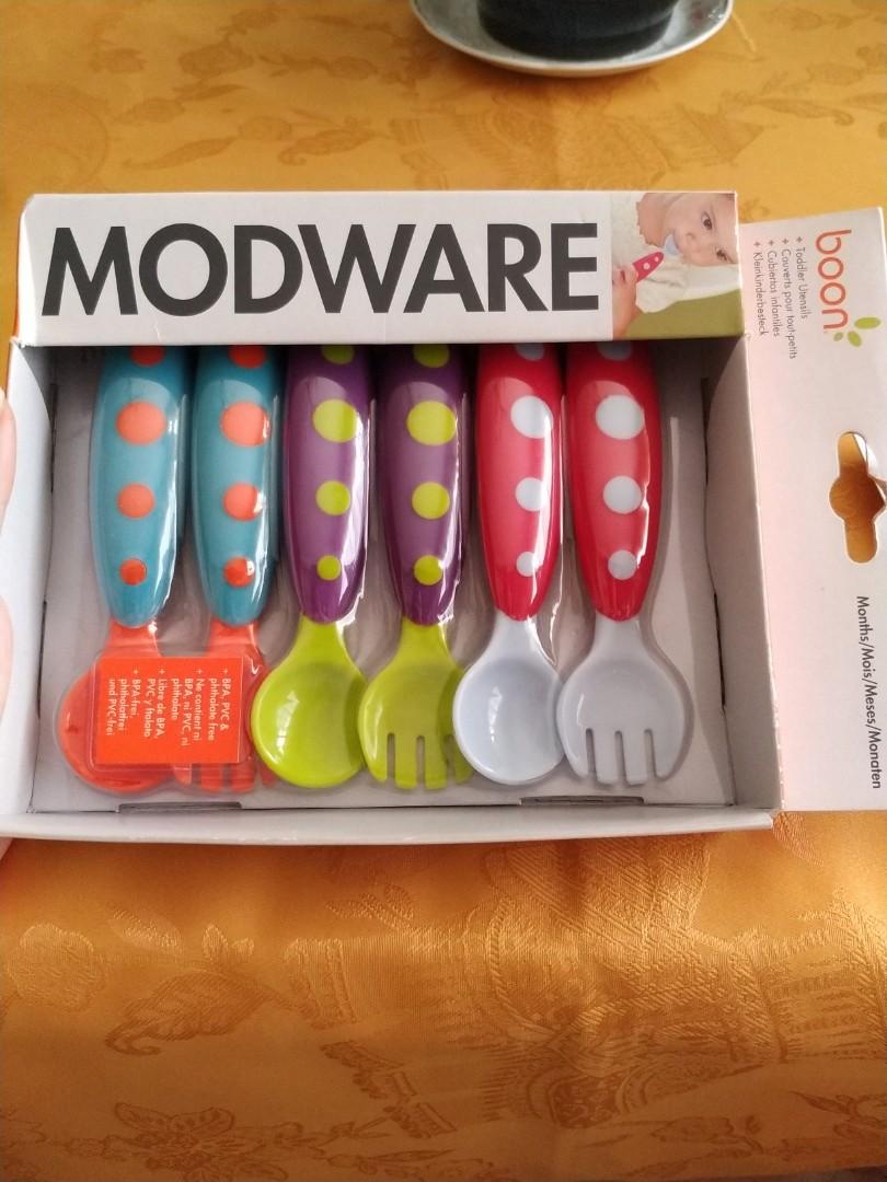 Boon Modware Toddler Utensils Fork Spoon Set 9m BPA PVC Free Ergonomic Design 