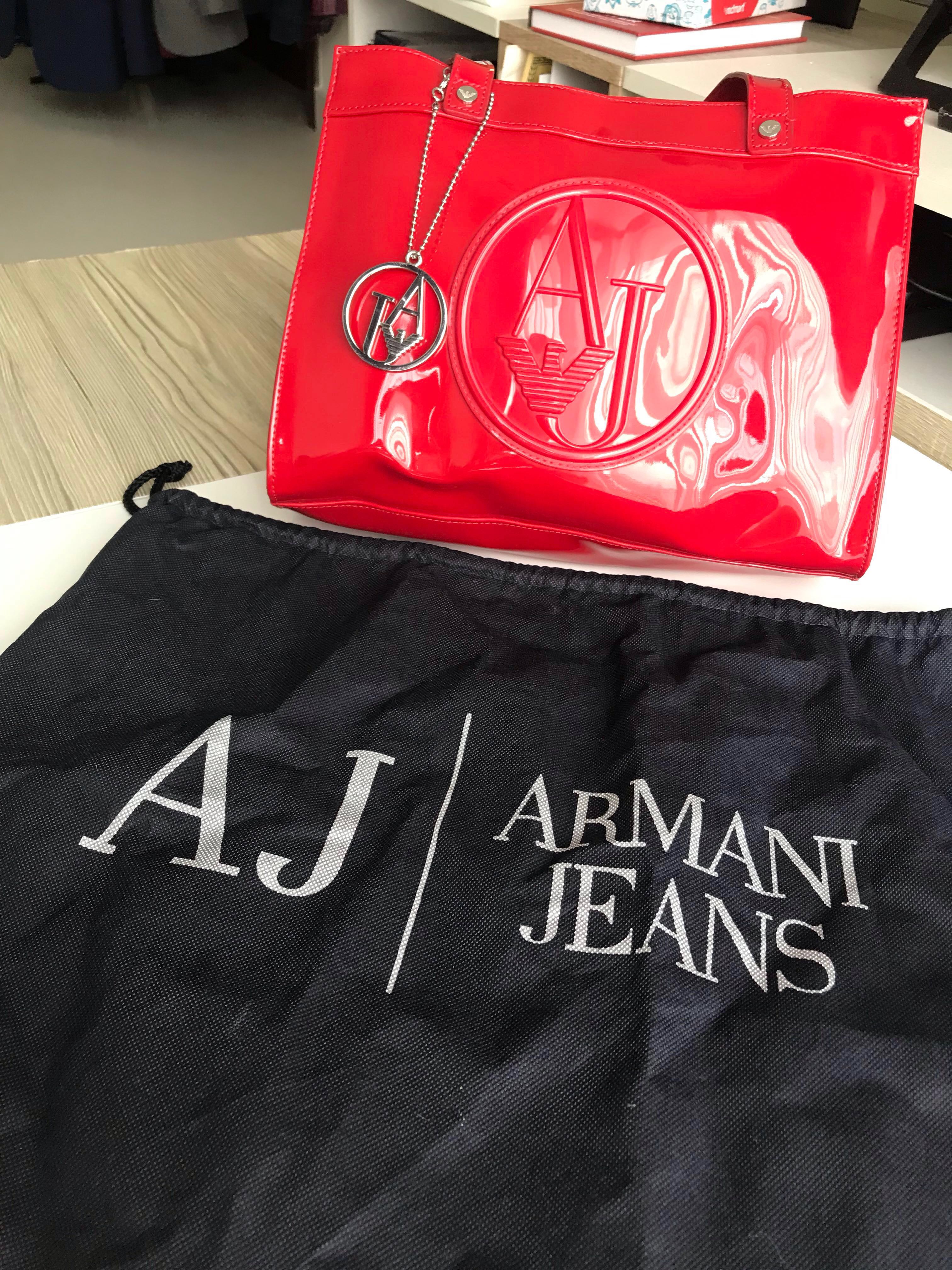 Armani Jeans Red Logo Embossed Handbag(s)