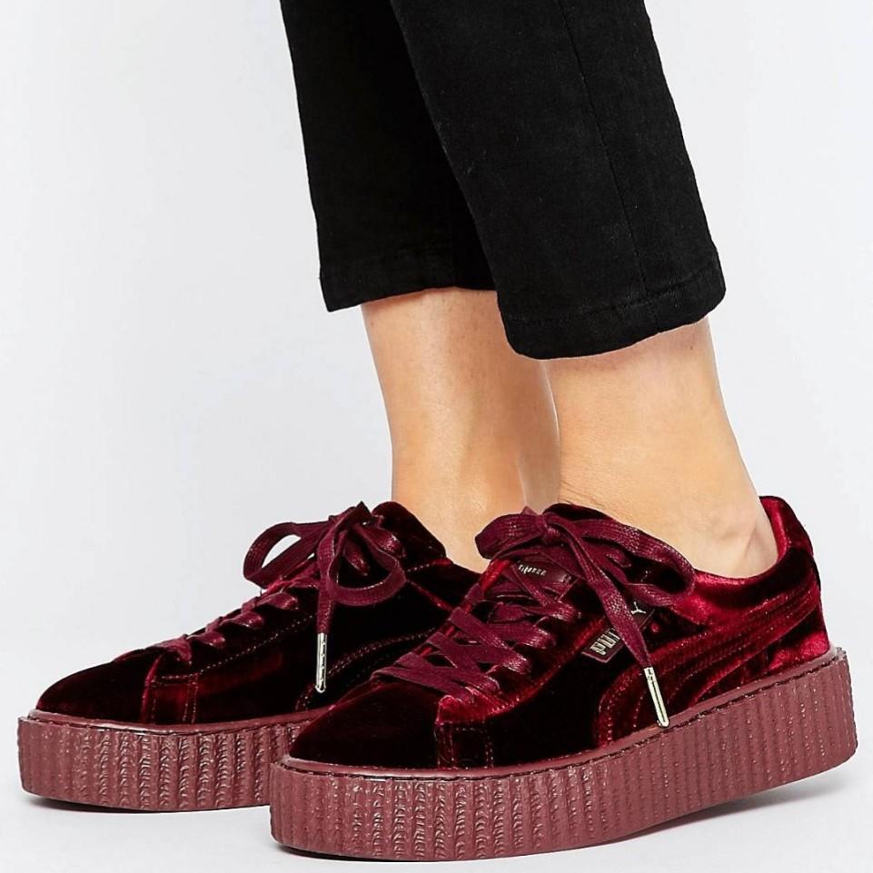 Fenty velvet creepers burgundy Clearance