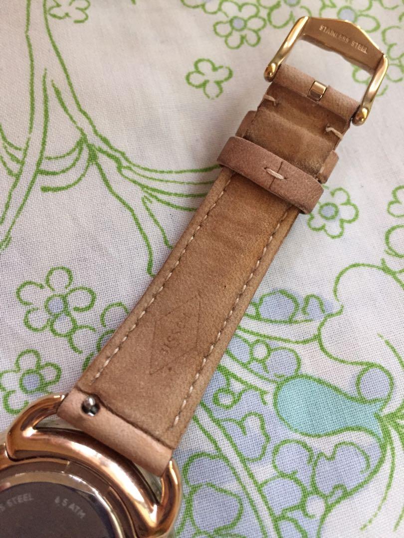 Fossil ES4419 Tailor Women s Analog Rose Gold Tone Watch Pink Leather Strap