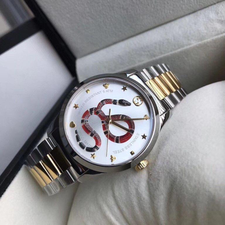 Gucci G Timeless Silver with Snake Motif Dial Watch YA1264075