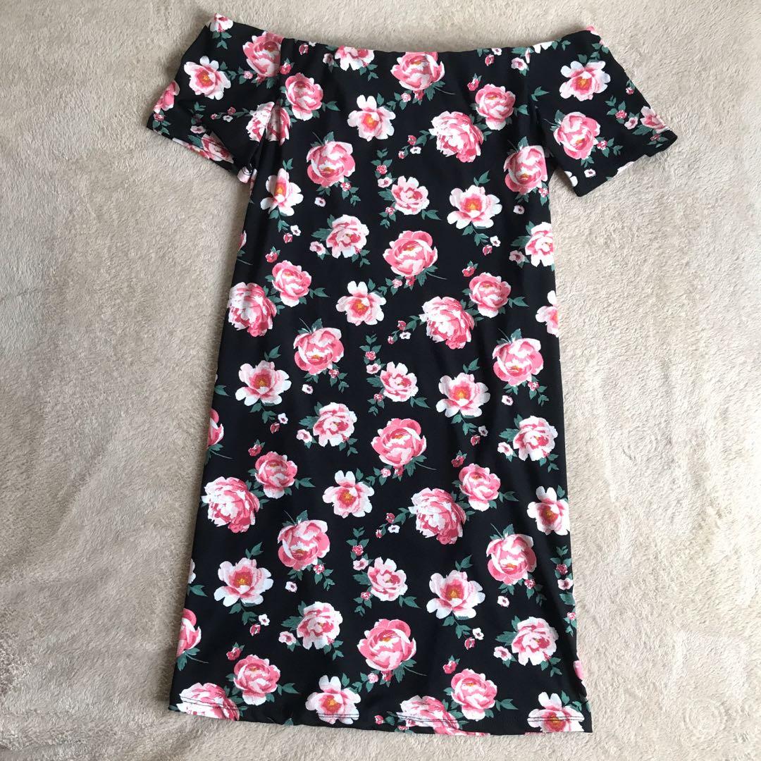 h&m black floral dress