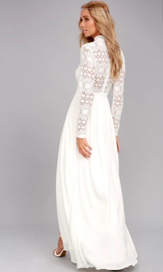 White lace maxi outlet dress long sleeve
