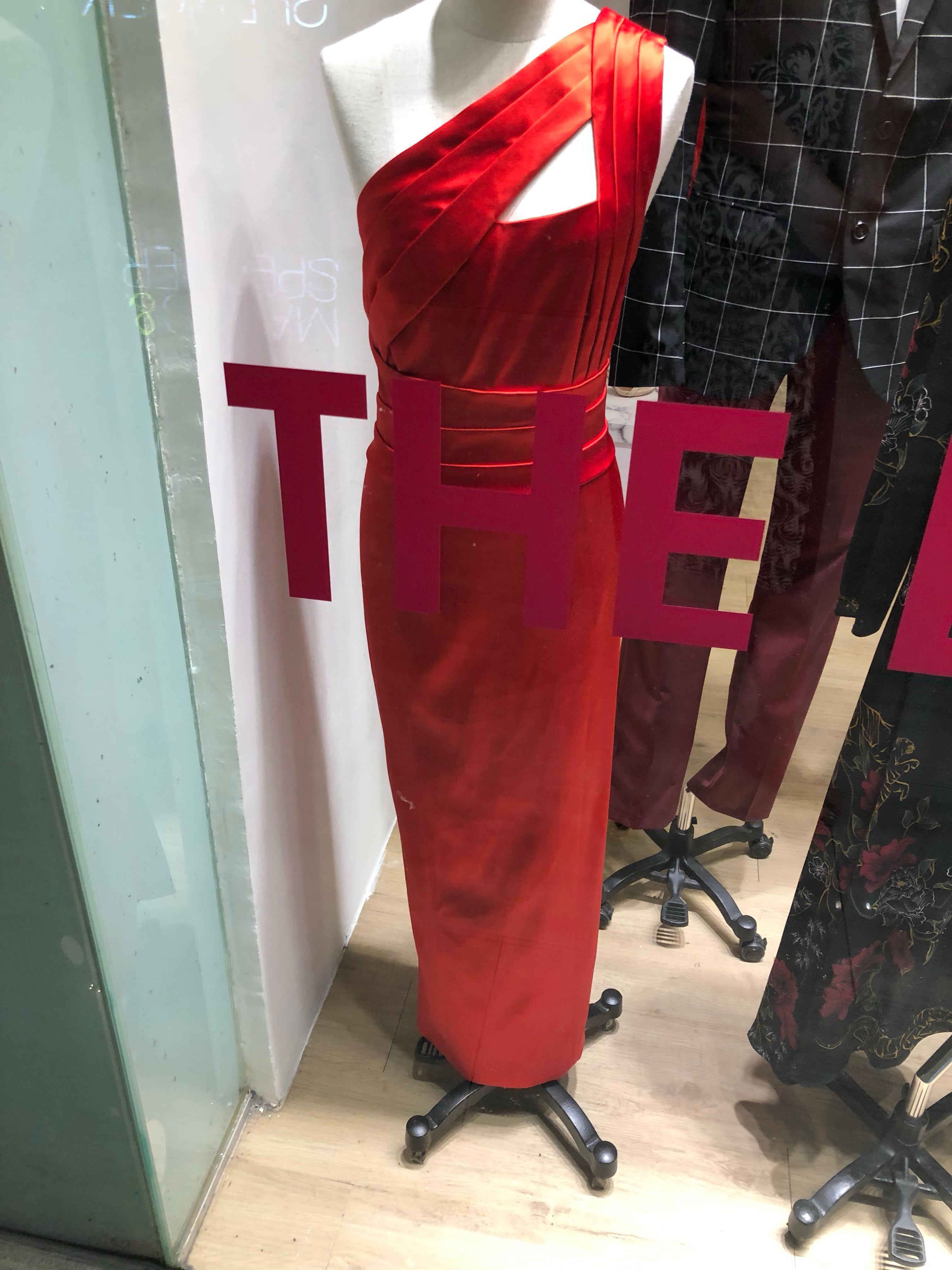 Karen millen red one shoulder dress on sale