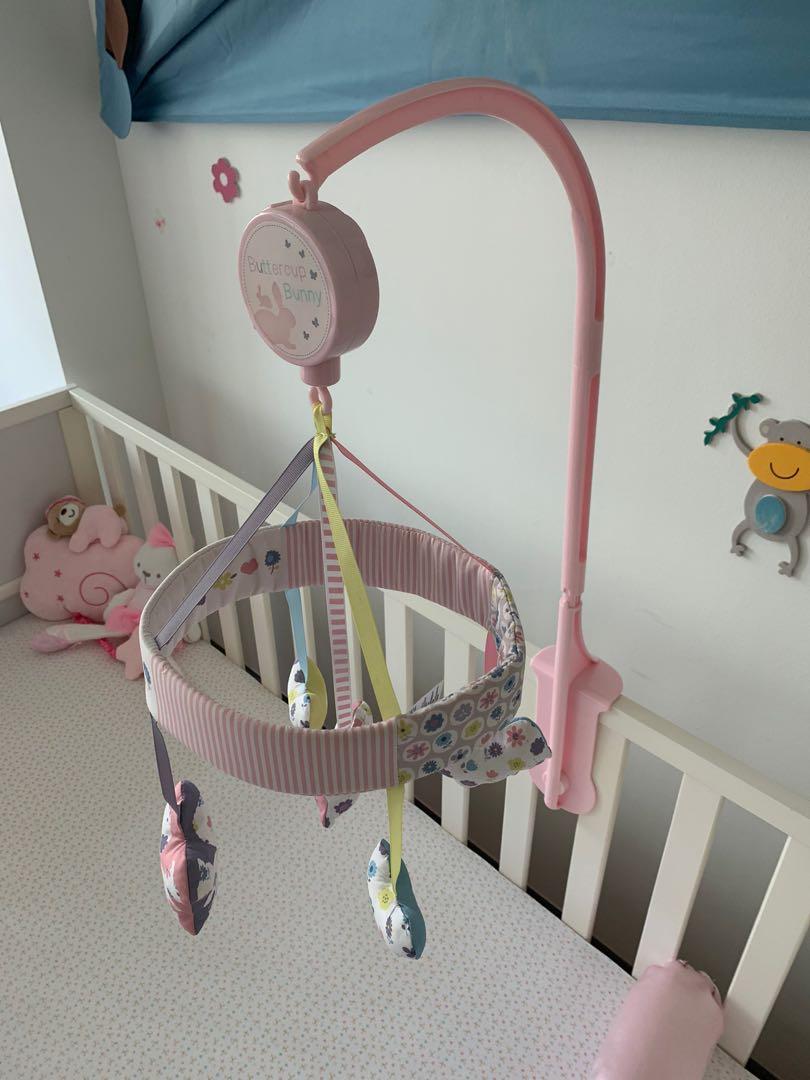 cot mobile pink and grey