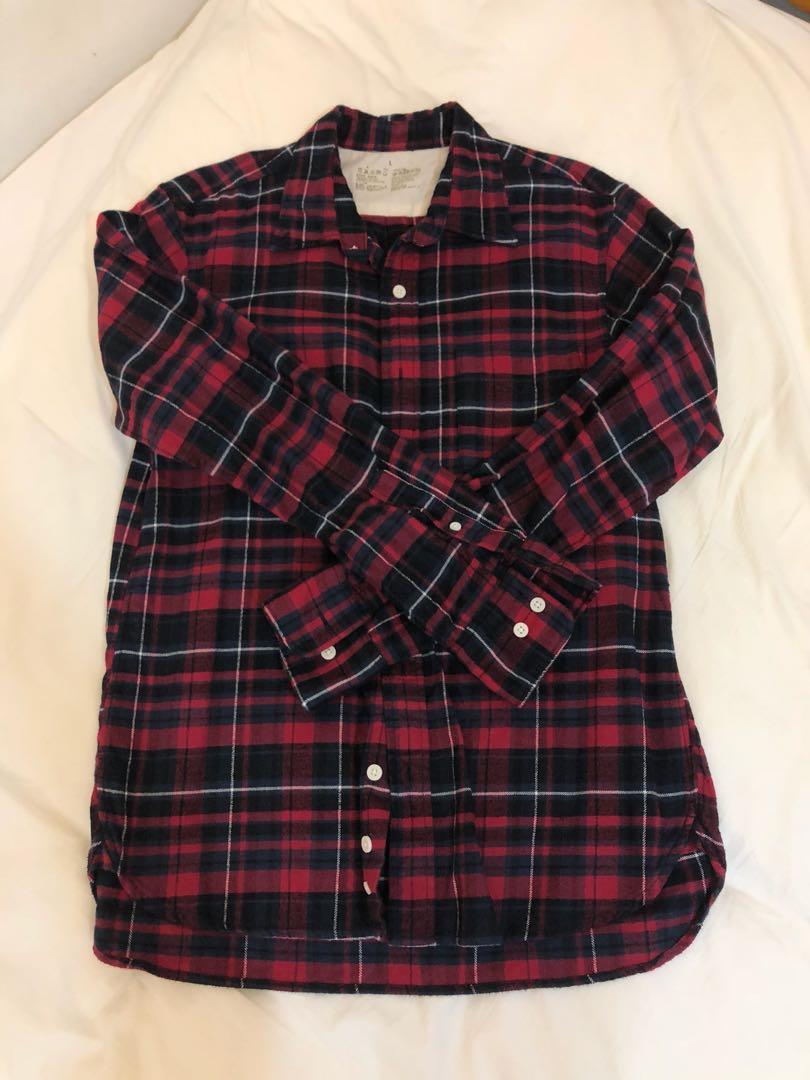 MUJI Red Flannel Shirt, Women's Fashion, Clothes, Tops on Carousell