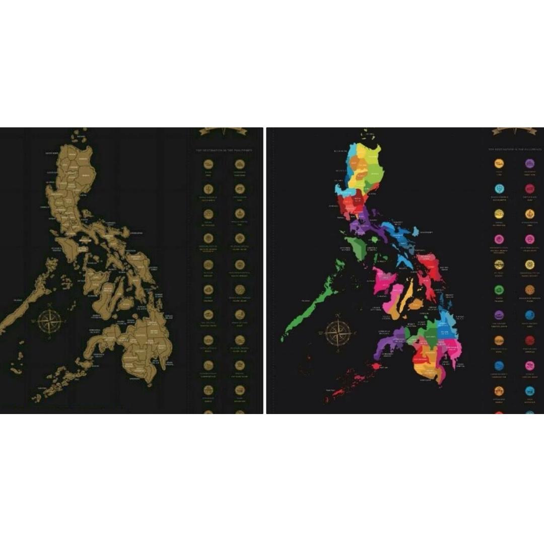 Philippine Scratch Map, Hobbies & Toys, Travel, Travel Essentials