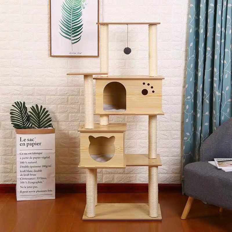 Plywood double cat condo scratching tree / house, Pet Supplies, Homes