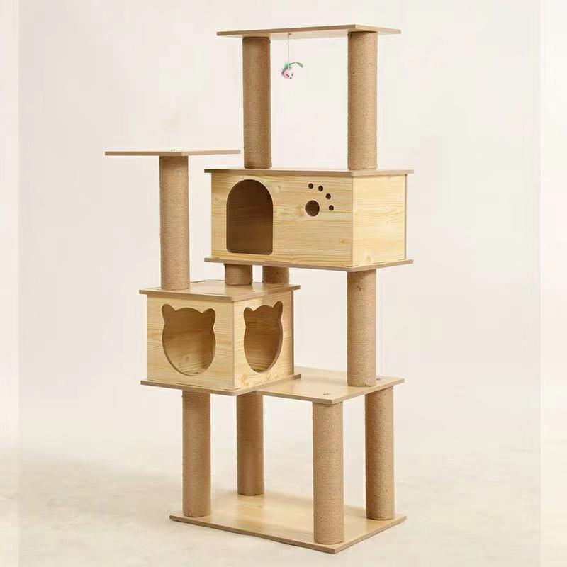 Plywood double cat condo scratching tree / house, Pet Supplies, Homes