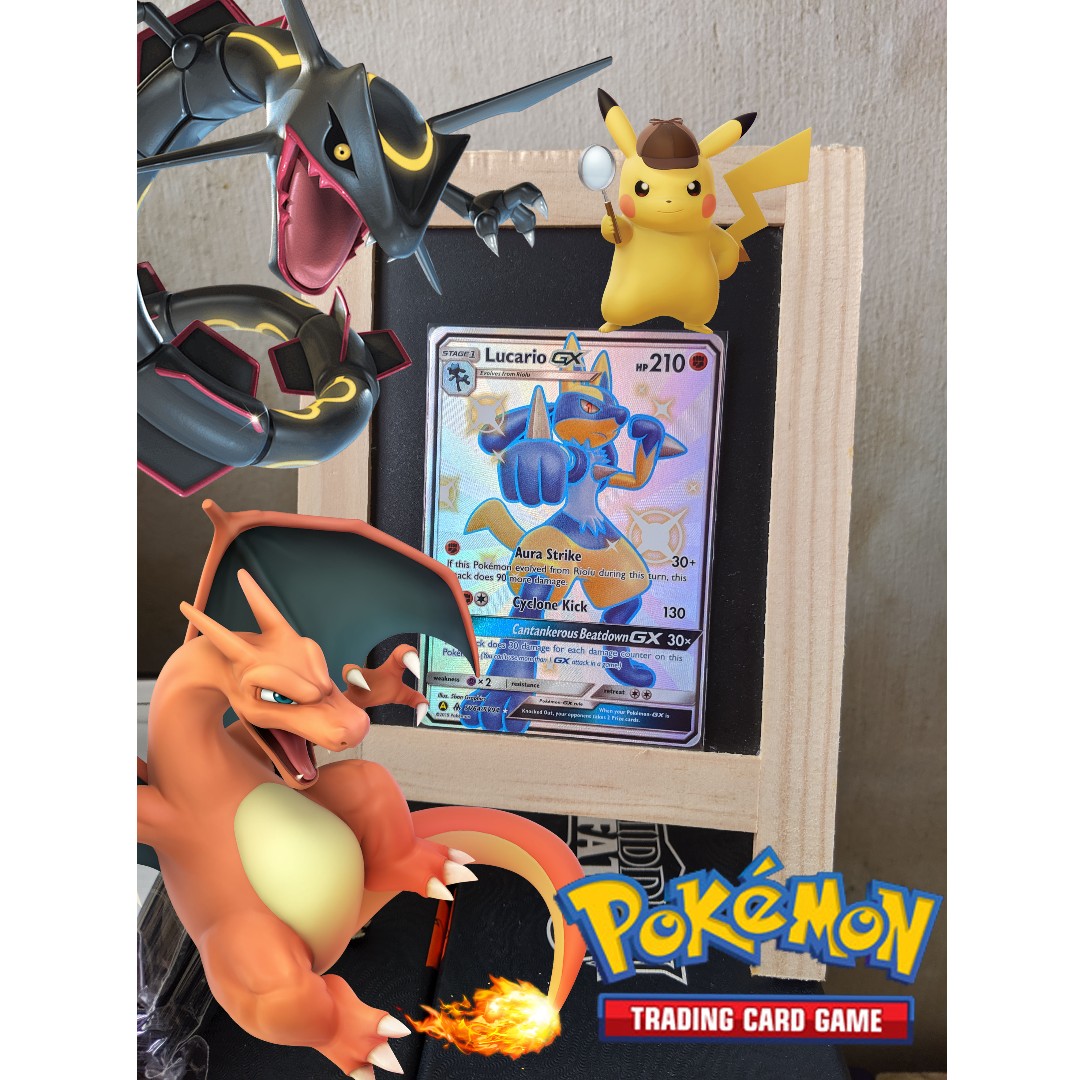Pokemon Cards TCG Sun & Moon GX Shiny Lucario, Hobbies & Toys, Toys & Games  on Carousell