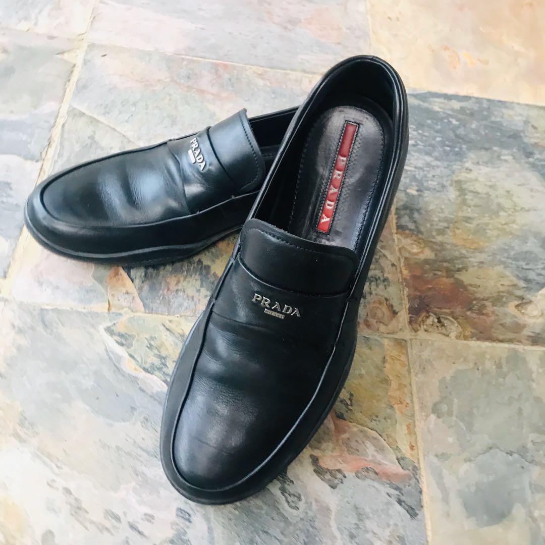 Genuine Prada Men's Black Leather Shoe 