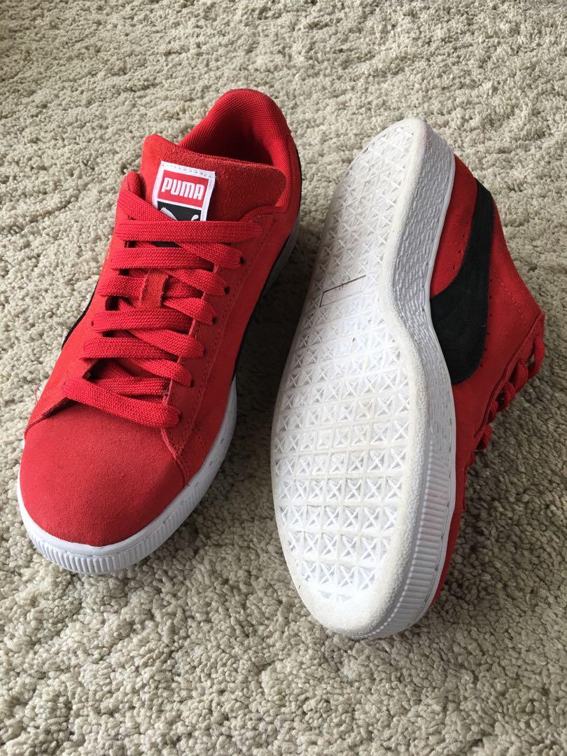 Puma suede 2025 ribbon red