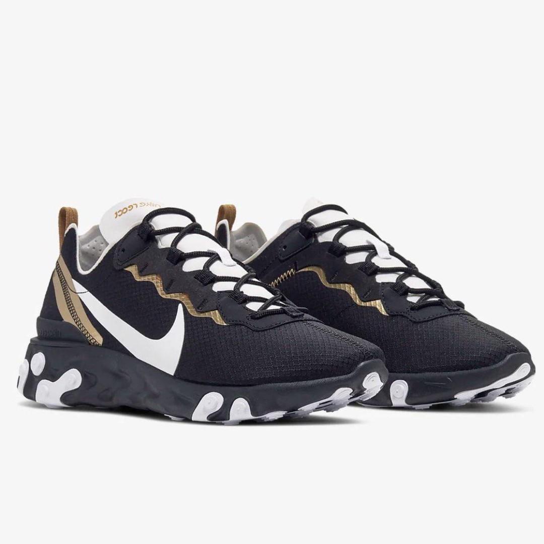 nike react element 55 black metallic gold white