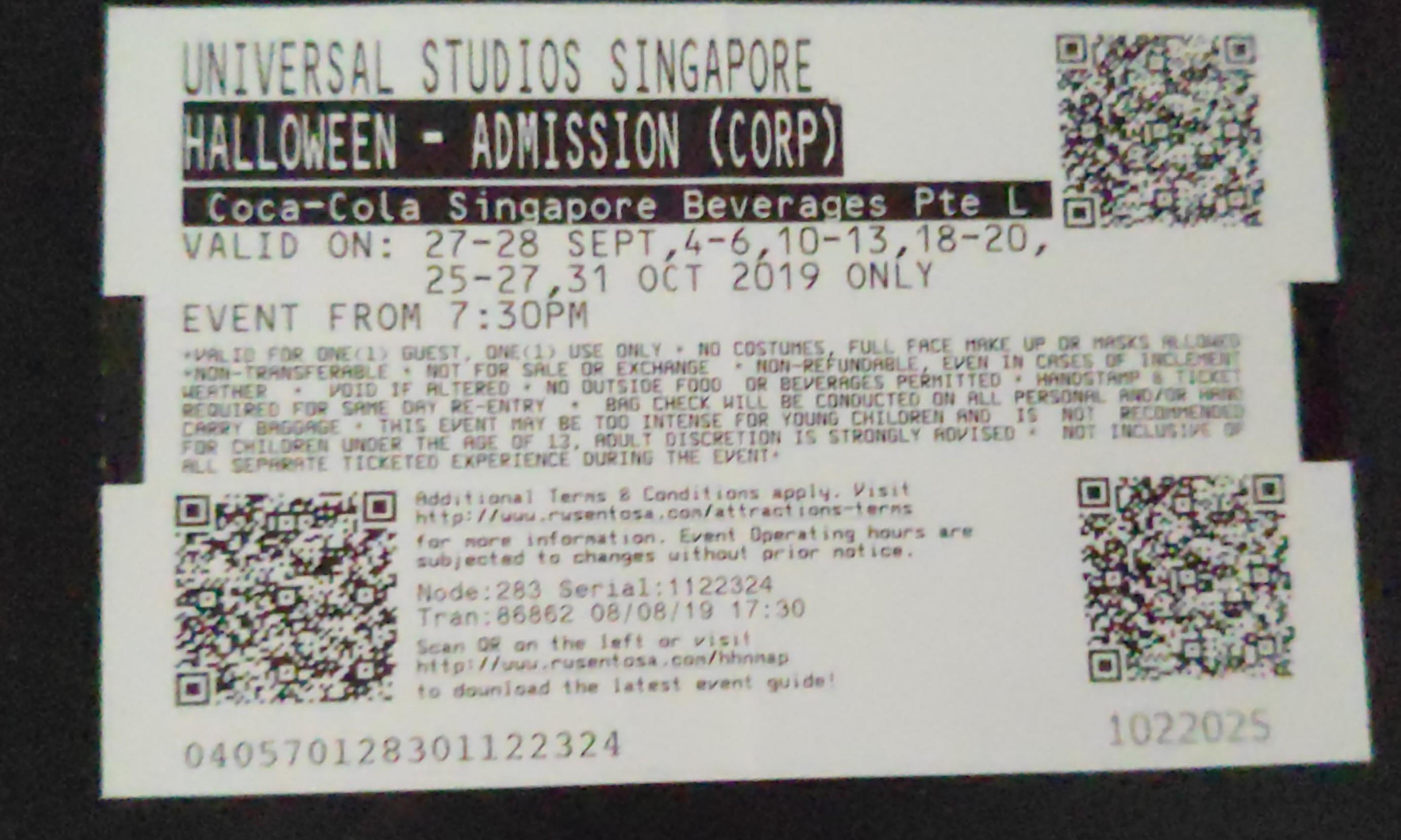 USS HHN9 Ticket (open date), Tickets & Vouchers, Event Tickets on Carousell