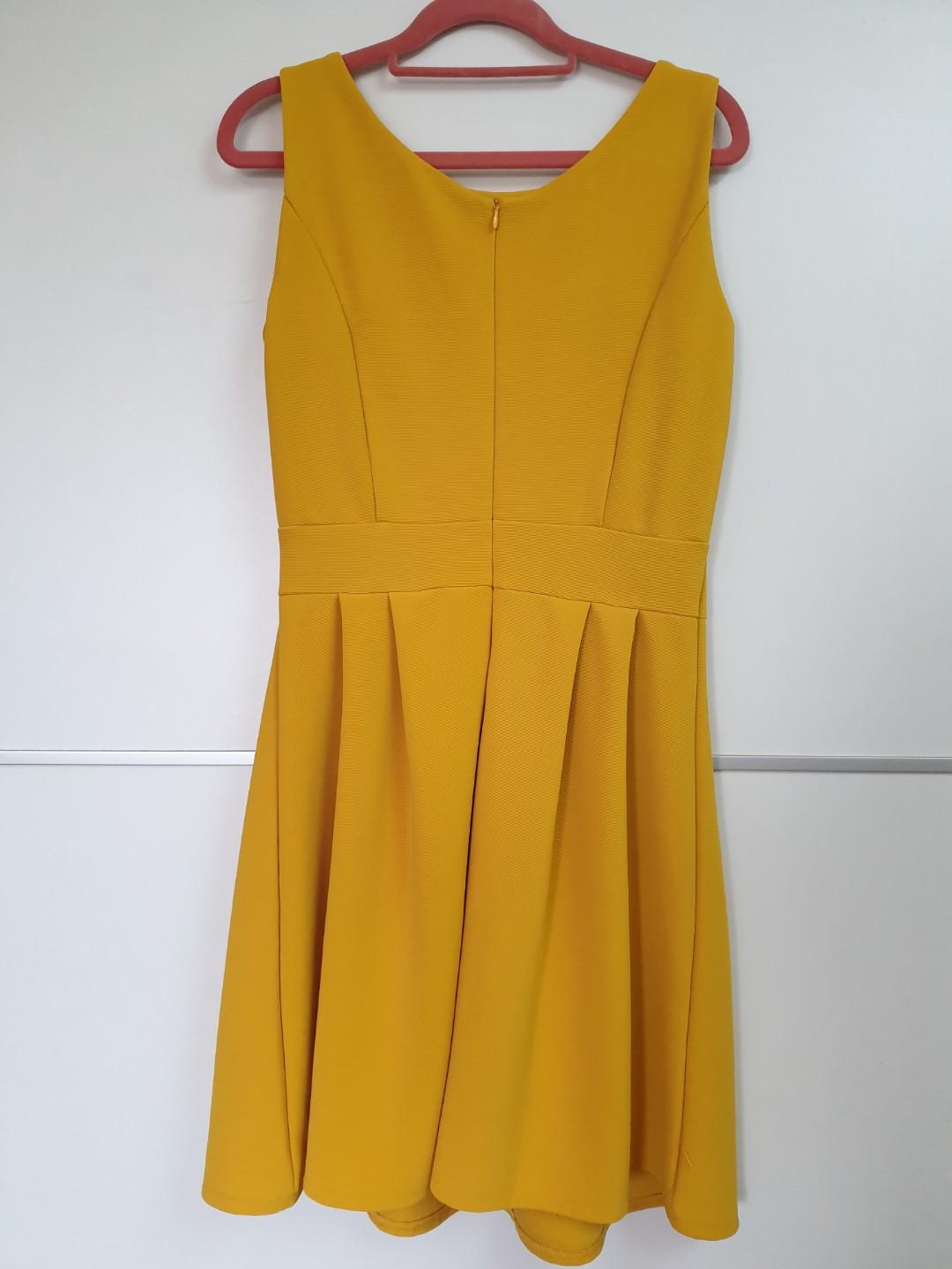 fit and flare yellow dress