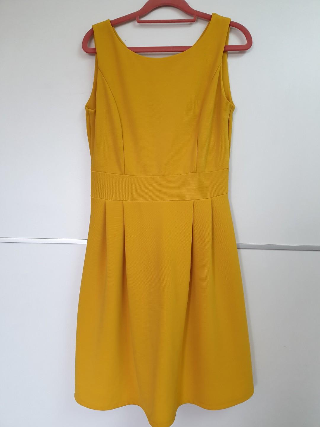 fit and flare yellow dress