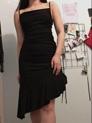 Black asymmetrical bodycon dress