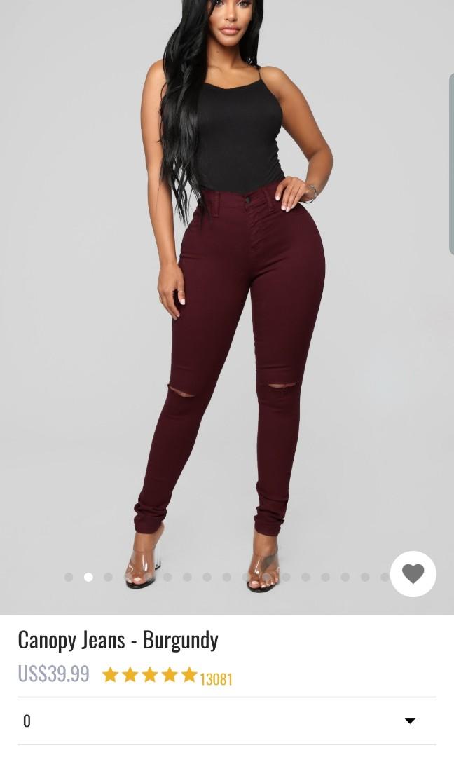 burgundy jeans women