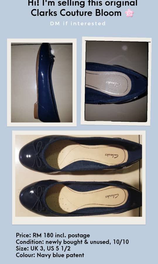 clarks navy blue flats