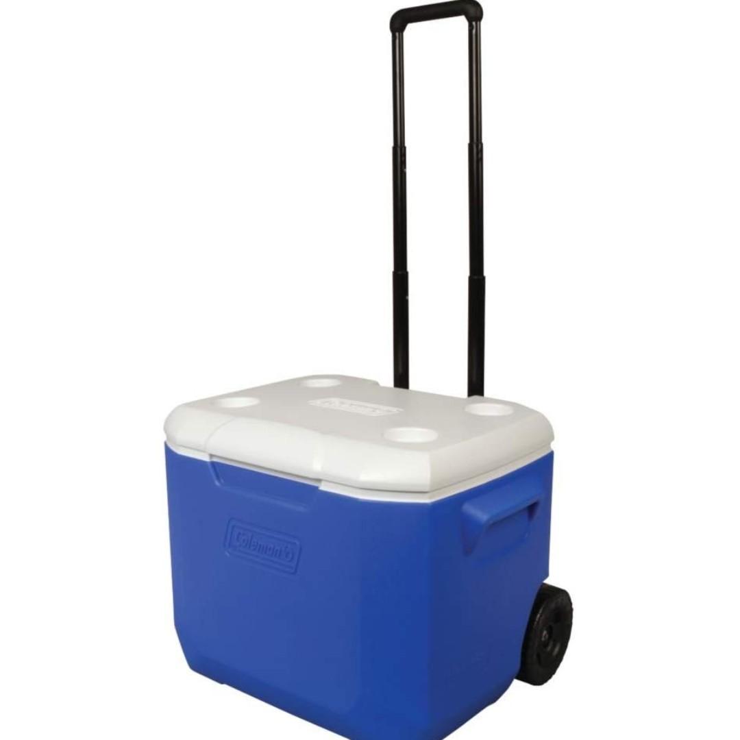Coleman Cooler Ice Box with wheels and telescoping handle, Furniture