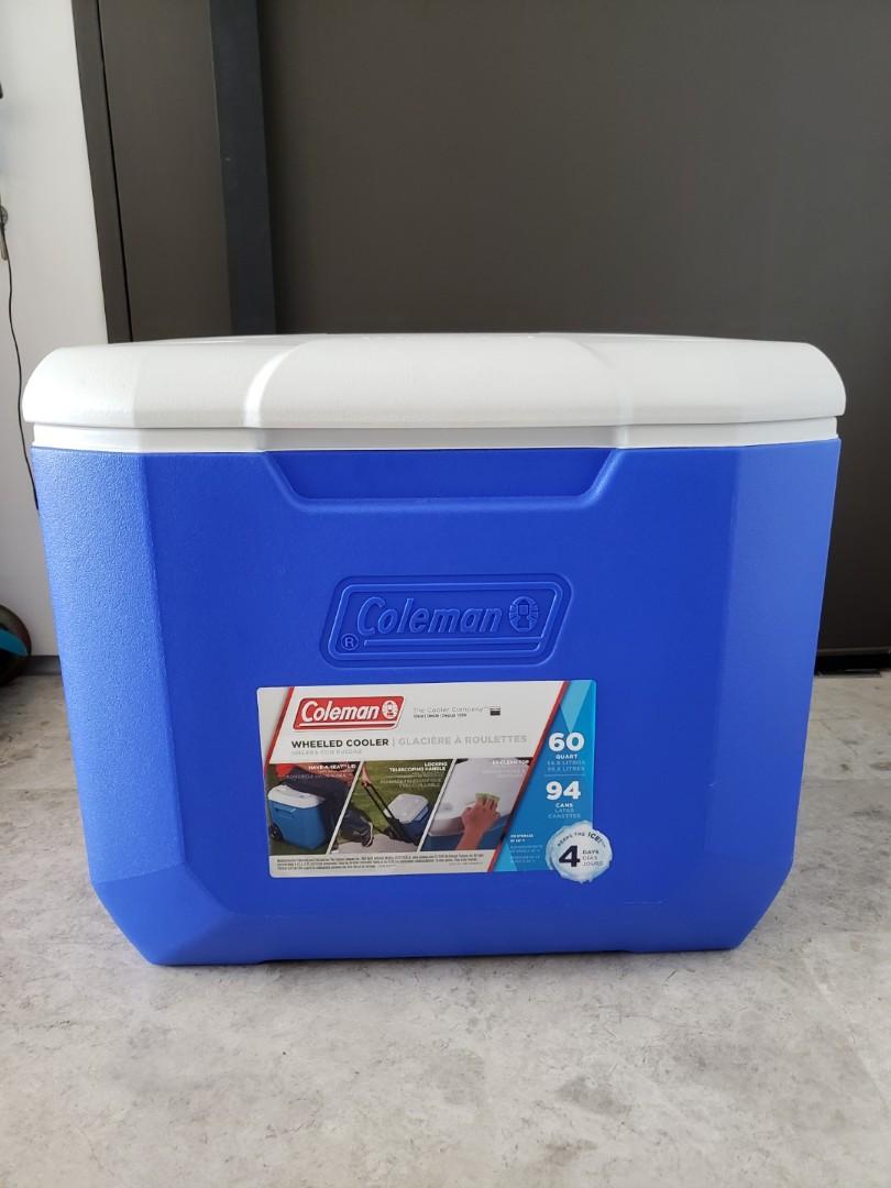 Coleman Cooler Ice Box with wheels and telescoping handle, Furniture