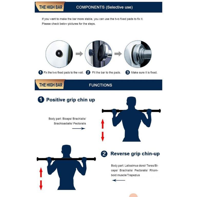 Door Way Pull Up Bar Push Up Workout Gym Chin Up Exercise Fitness