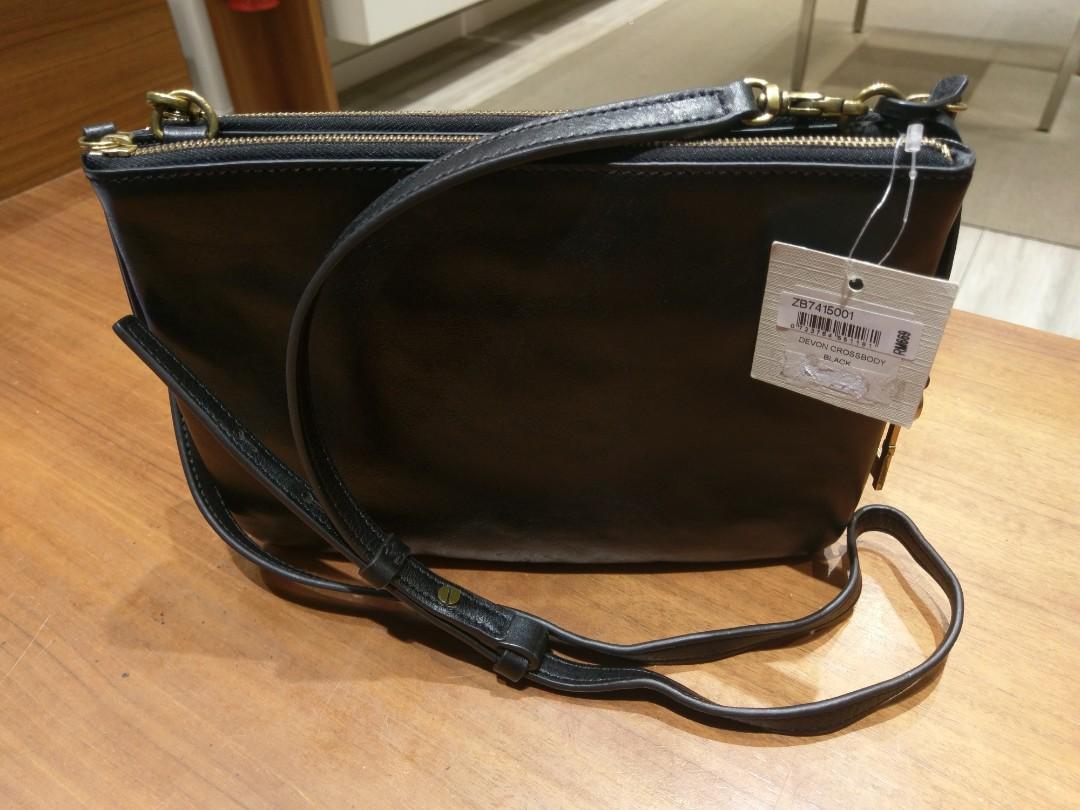 Fossil Devon Crossbody Black Leather Women s Bag