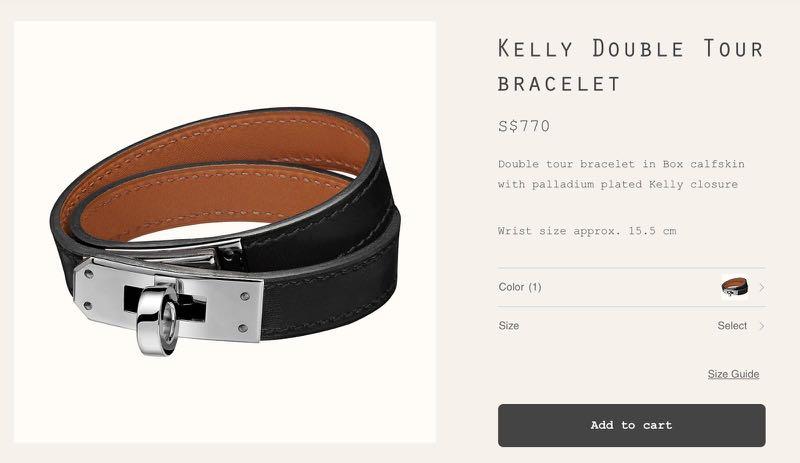 Hermes kelly double tour bracelet size