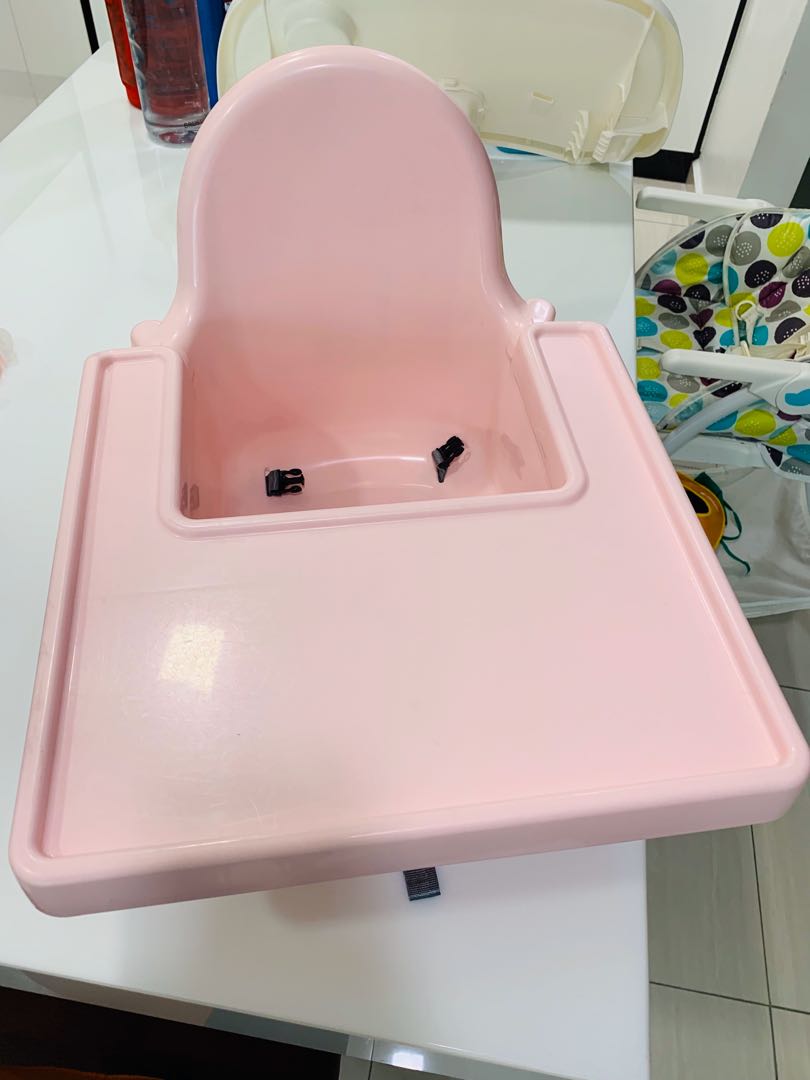 Ikea Baby High Chair Pink wt New Tray & Cushion, Babies & Kids, Nursing