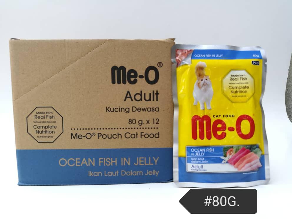 Me-O Pouch Adult Wet Cat Food Feed Ocean Fish in Jelly 80gram, Pet 