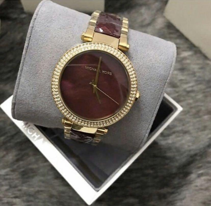Michael Kors Parker Red Gold Ladies Watch MK6427