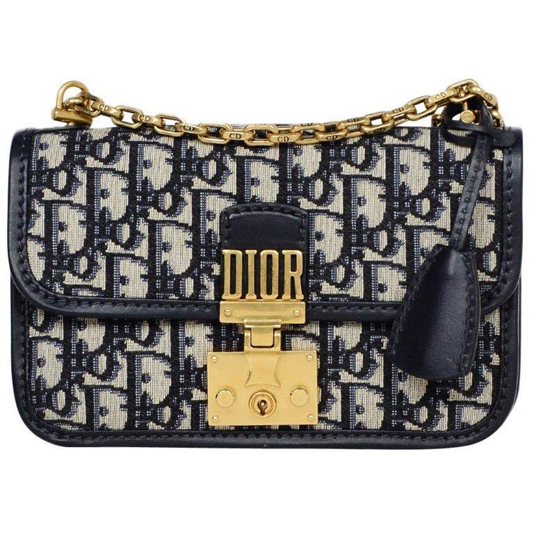 Navy Blue Canvas Monogram Oblique Dioraddict Flap Bag Women S