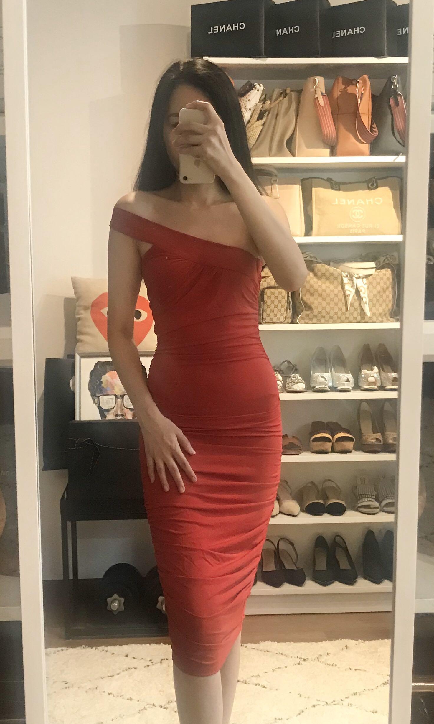 Off Shoulder Red Bodycon Dress