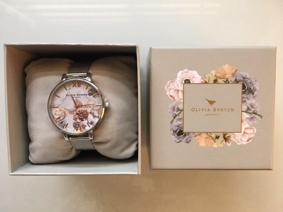Olivia burton marble shop floral watch