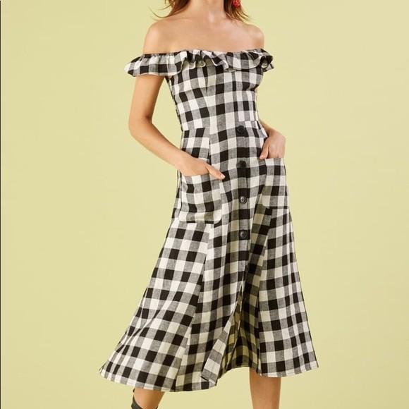 reformation checkered dress