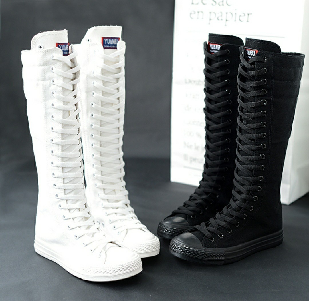 knee high canvas sneakers