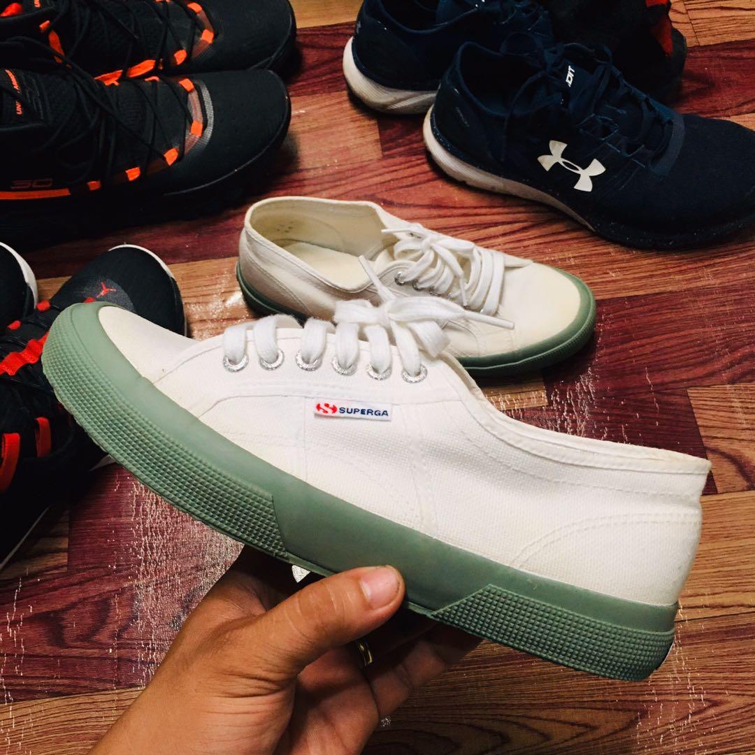 Superga White with army green sole, Men's Fashion, Footwear, Sneakers on Carousell