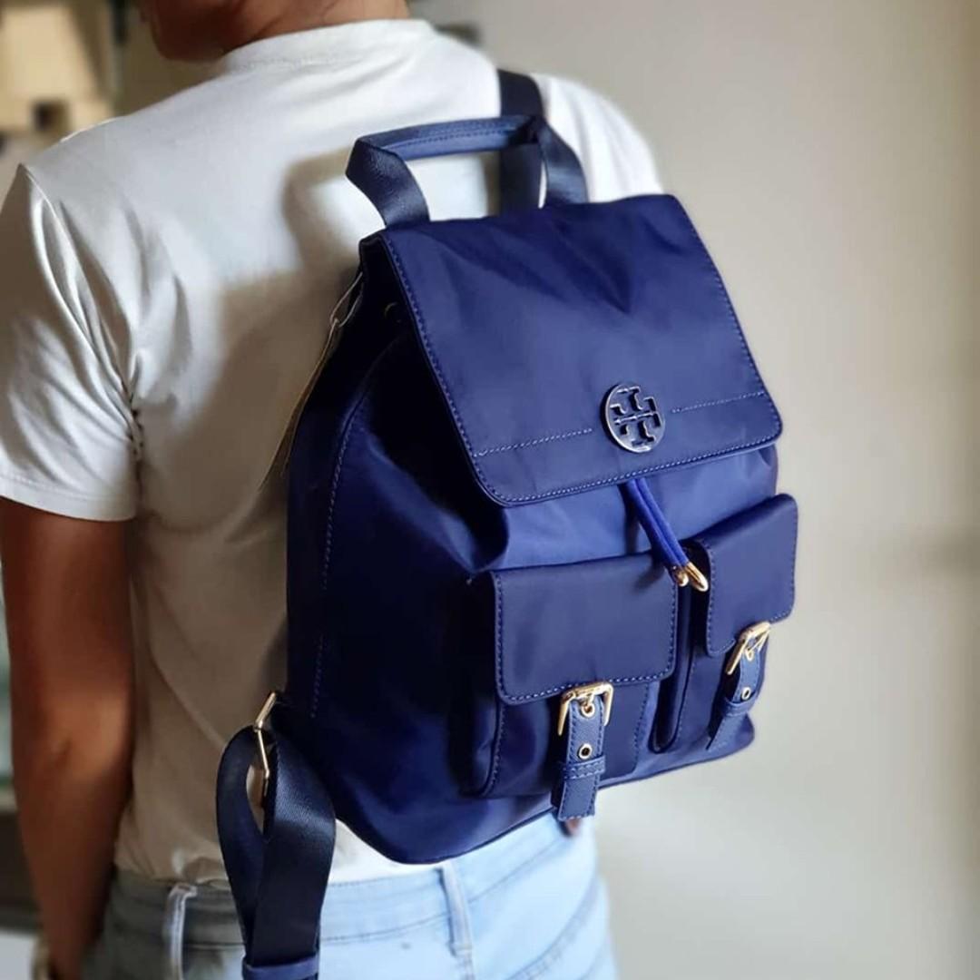 Tory Burch Quinn Nylon Backpack Blue